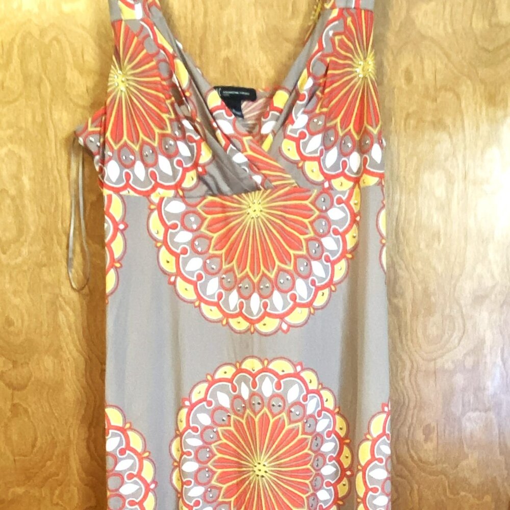 INC maxi dress in gray/orange